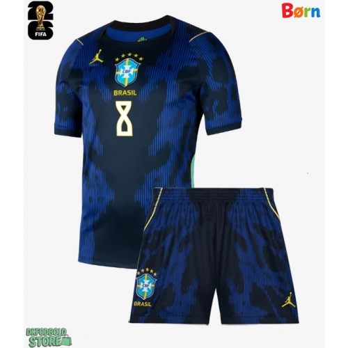 Brasilien Bruno Guimaraes #8 Replika Babytøj Udebanesæt Børn VM 2026 Kortærmet (+ Korte bukser)